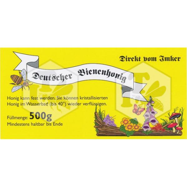 Honigglas-Etikett für 500 g gelb