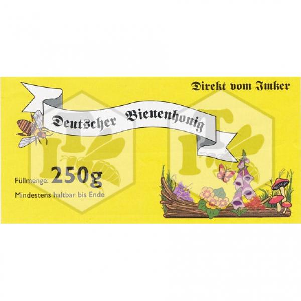 Honigglas-Etikett für 250 g gelb