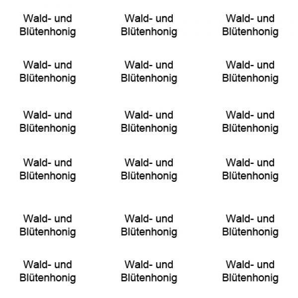 Sortenetikett Wald- + Blütenhonig